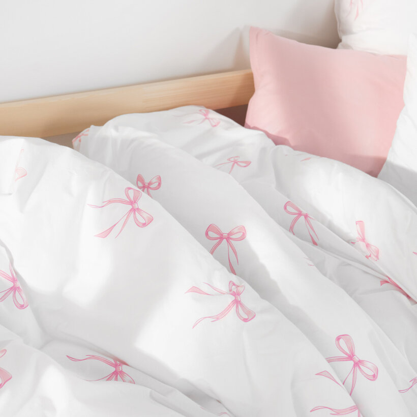 Kinder - Bettwäsche aus Baumwolle - rosa Schleifen