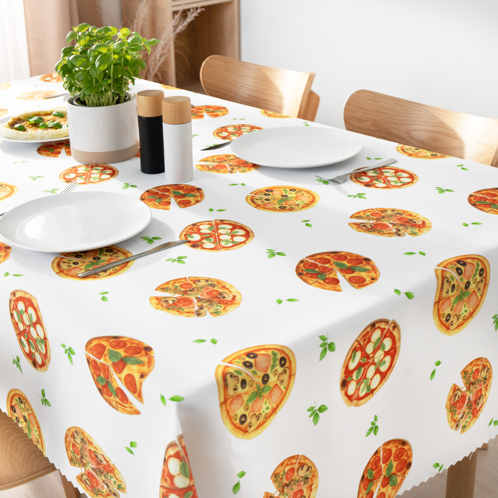 Eckige Tischdecke Teflon - köstliche Pizza