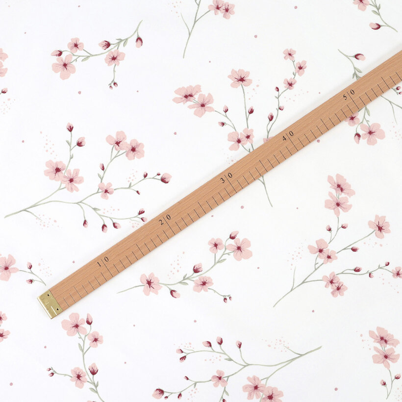 Baumwollstoff - Blühende Sakura-Kirschbäume