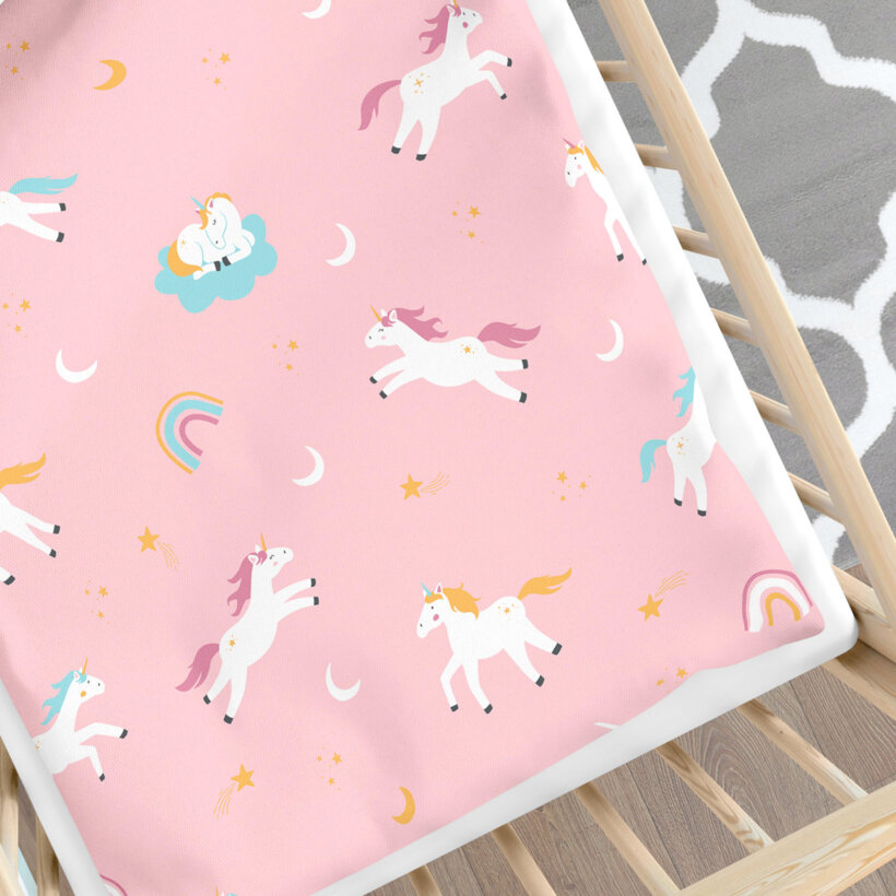 Bettwäsche für Babybetten aus Baumwolle - Lustige Einhörner