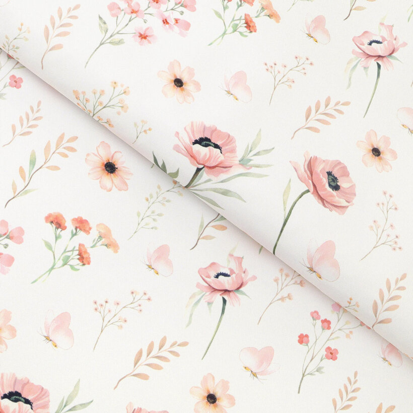 Teflonstoff für Tischdecken - Rosa Blümchen