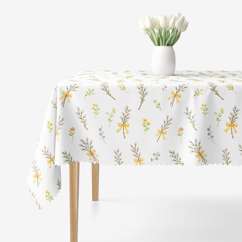 Ostern Eckige Teflon-Tischdecke - Weidenkätzchen