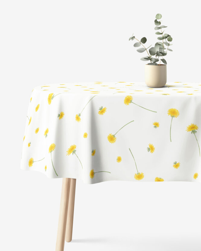 Ovale Tischdecke aus 100% Baumwolle - Löwenzahn