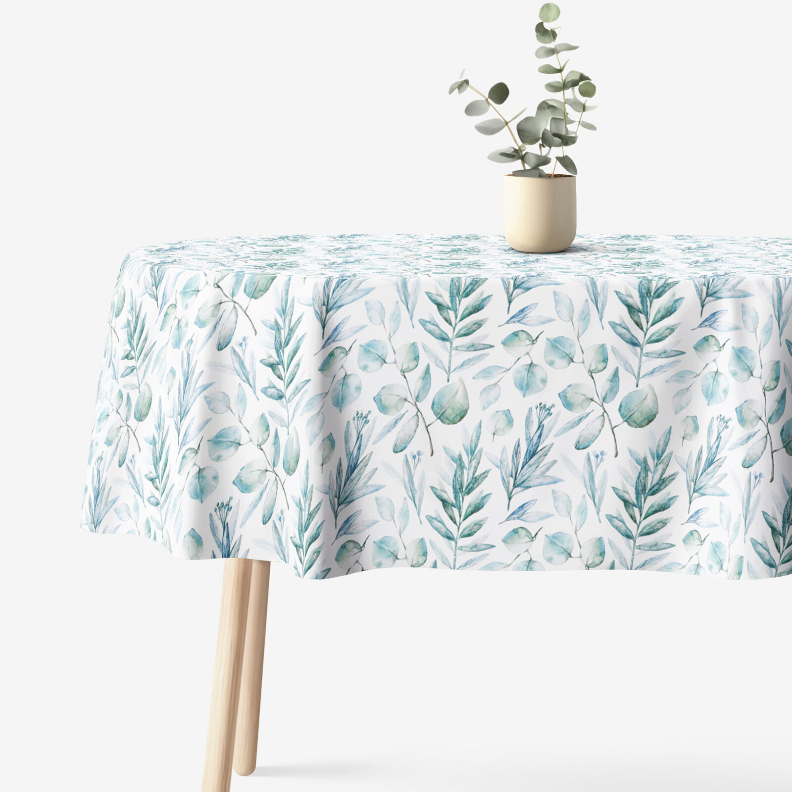 Ovale Tischdecke aus 100% Baumwolle Deluxe - aquarelle Blätter