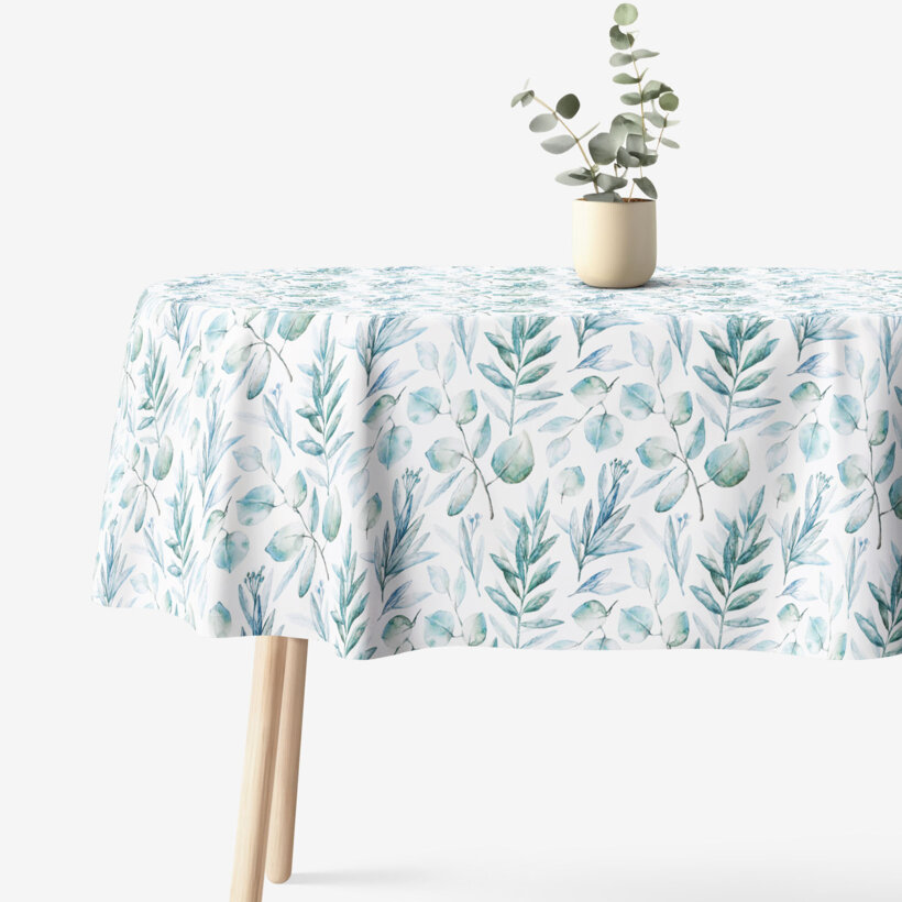 Ovale Tischdecke aus 100% Baumwolle Deluxe - aquarelle Blätter