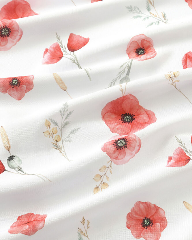 Teflonstoff für Tischdecken - Mohnblumen