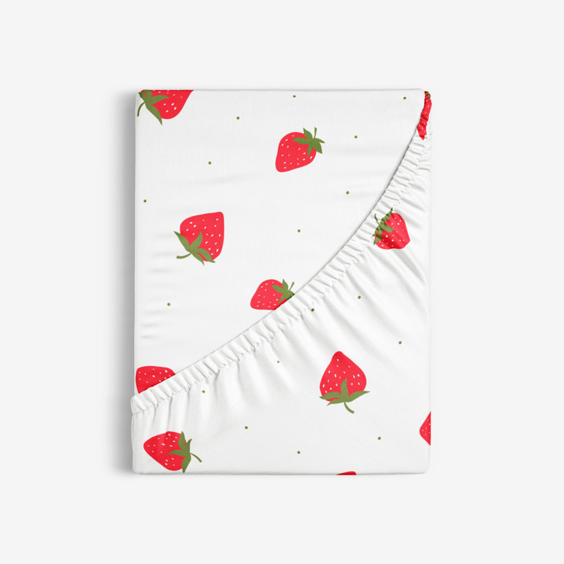 Spannbettlaken aus Baumwolle - frische Erdbeeren