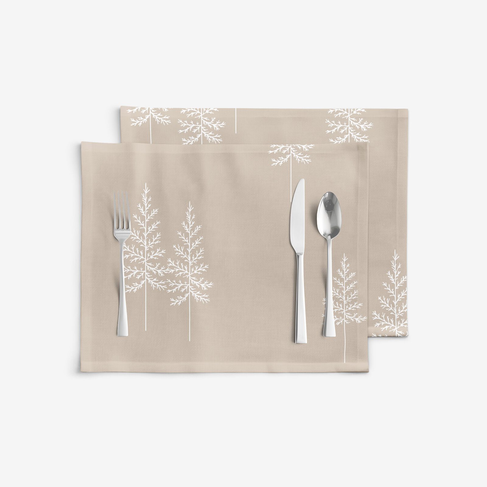 Weihnachtliches Tischset 100% Baumwollköper - Nordische Tannenbäume - 2 Stück