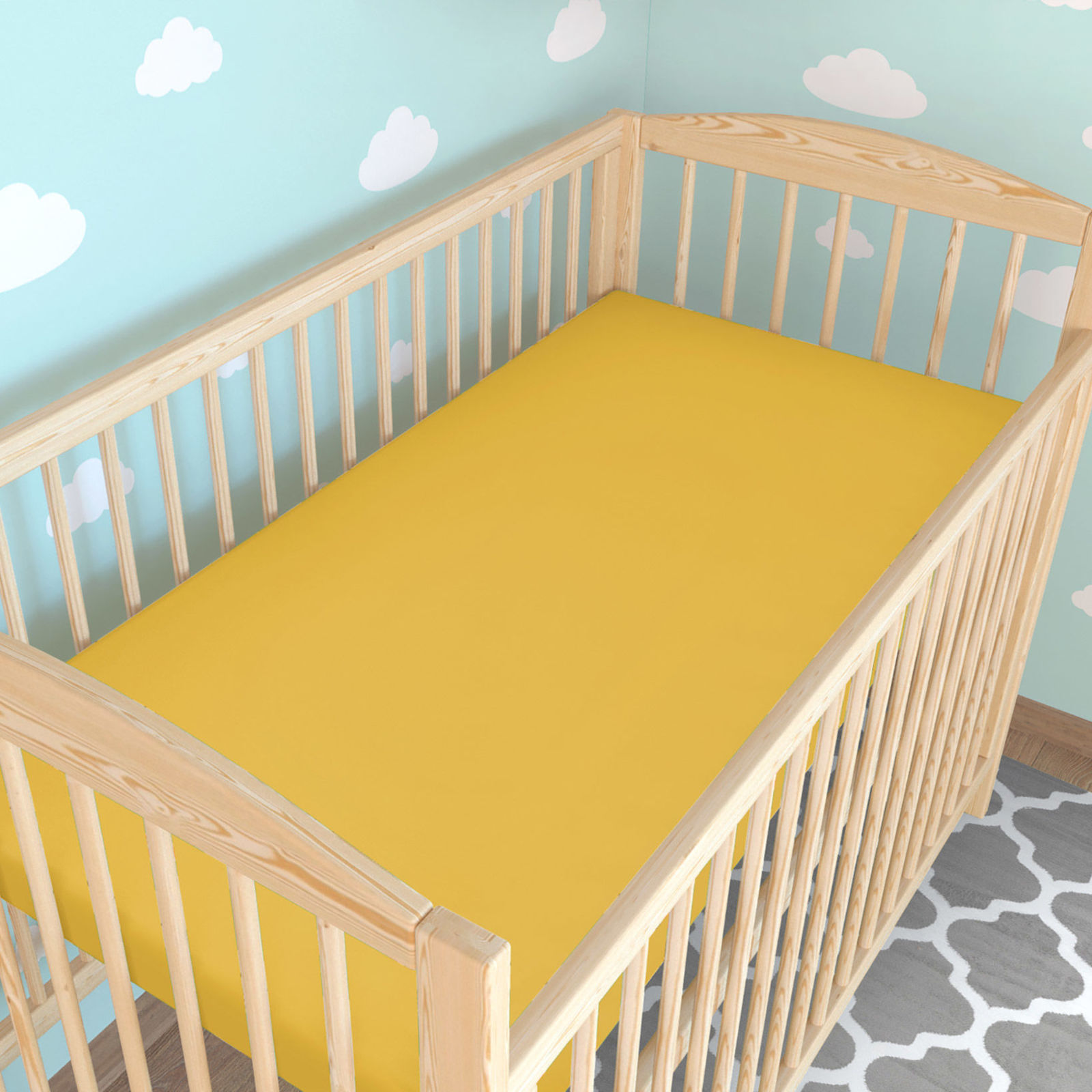 Spannbetttuch aus Baumwolle für Babybetten - honiggelb