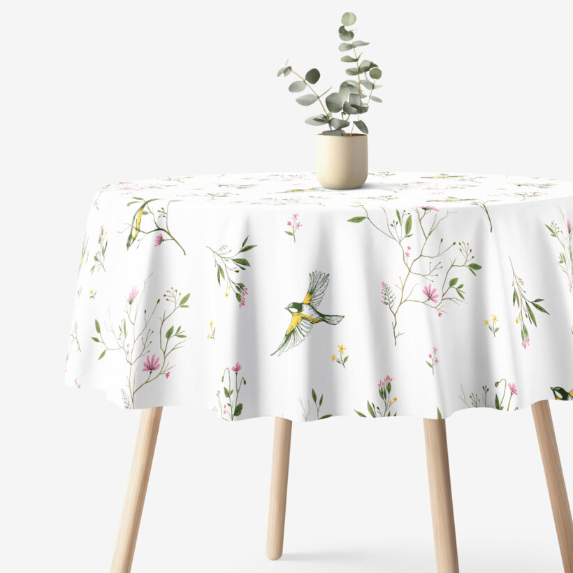 Runde Tischdecke 100% Baumwolle - Leben in der Natur