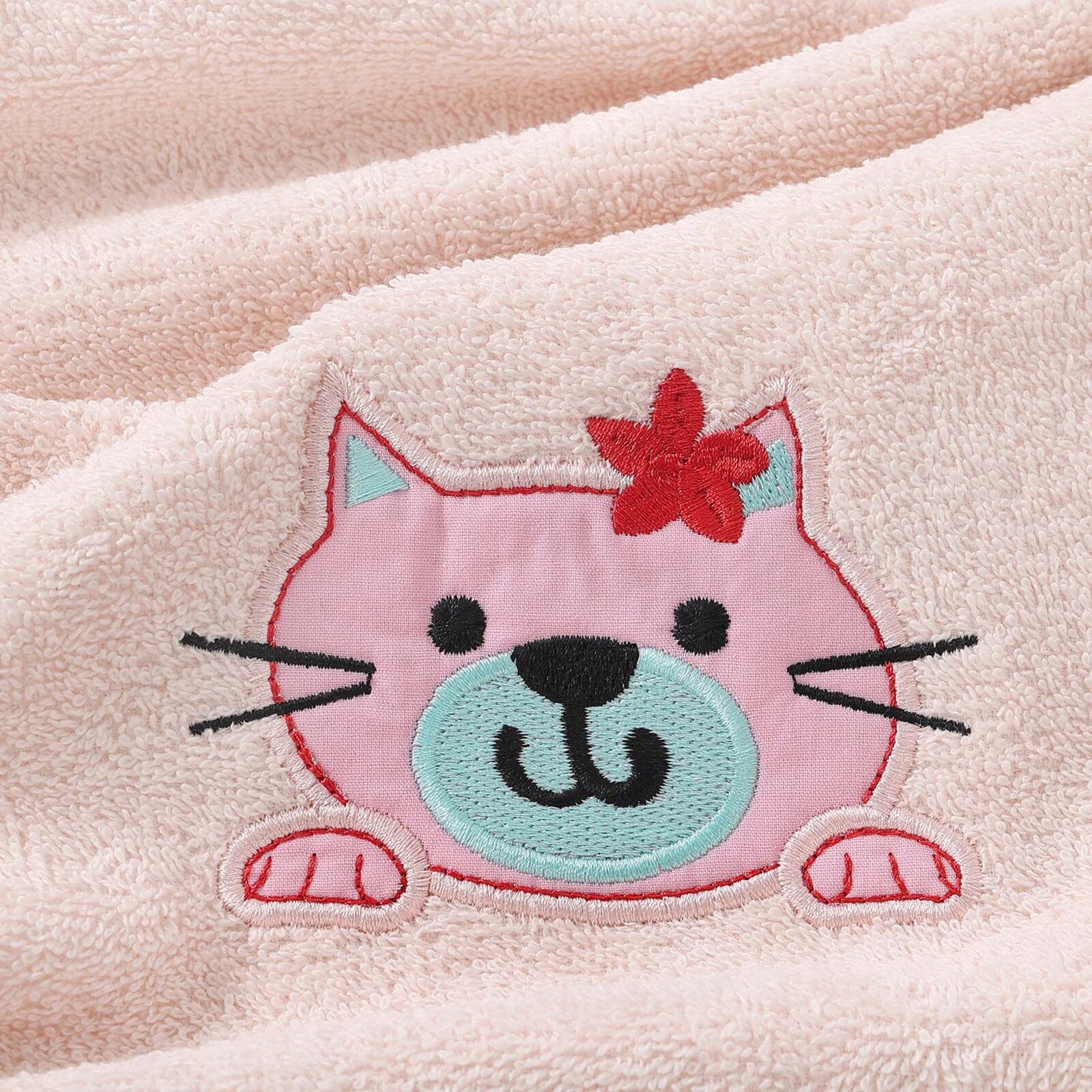 Kinder-Frottierhandtuch - Kätzchen auf Hellrosa