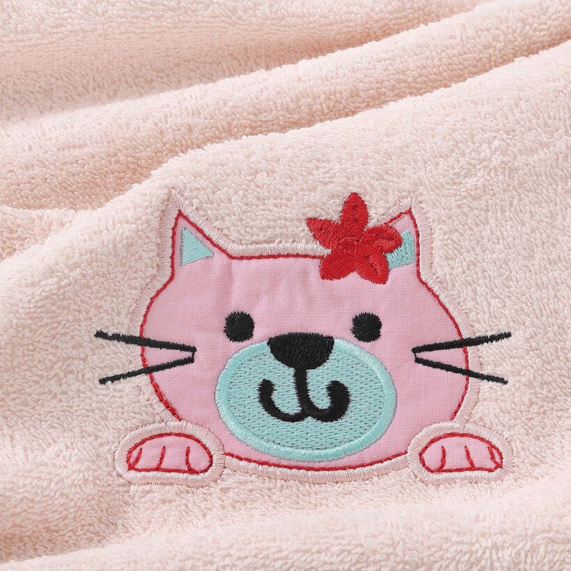 Kinder-Frottierhandtuch - Kätzchen auf Hellrosa