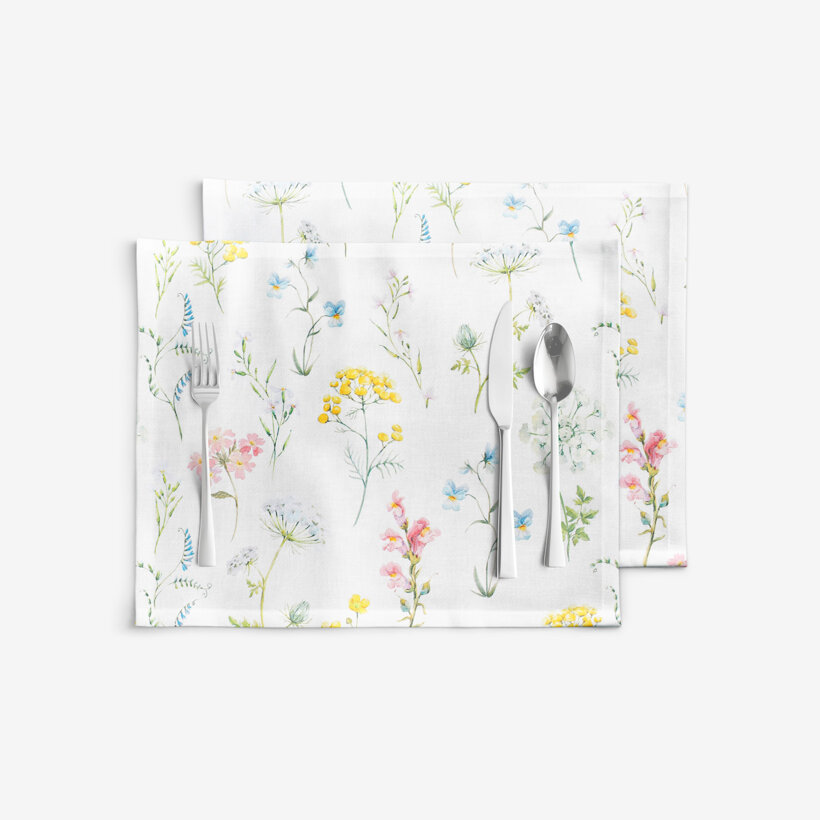 Tischset 100% Baumwolle Deluxe - blühender Frühling - 2 Stück