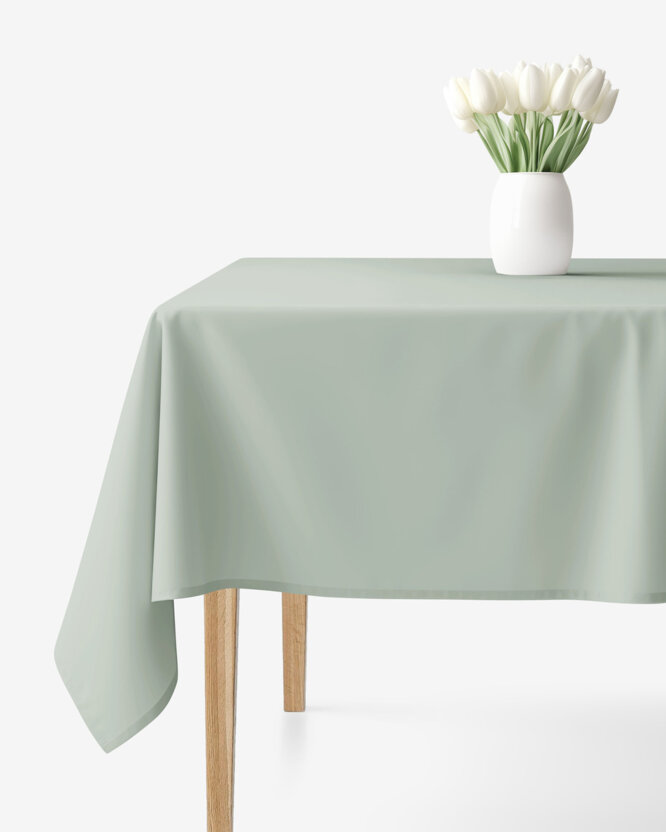 Eckige Tischdecke 100% Baumwolle - salbeigrün