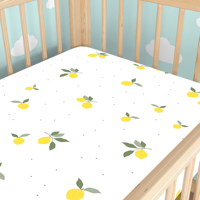 Spannbetttuch aus Baumwolle für Babybetten - Zitronen
