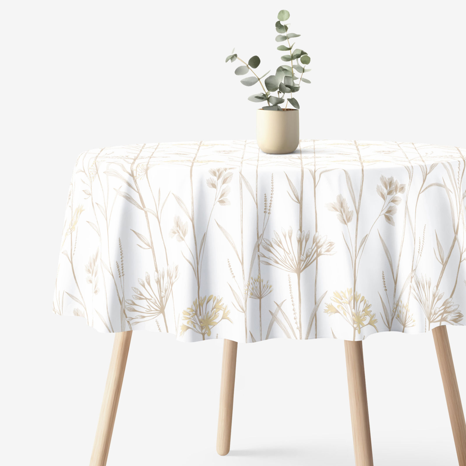 Runde Tischdecke 100% Baumwolle - Dekorpflanzen