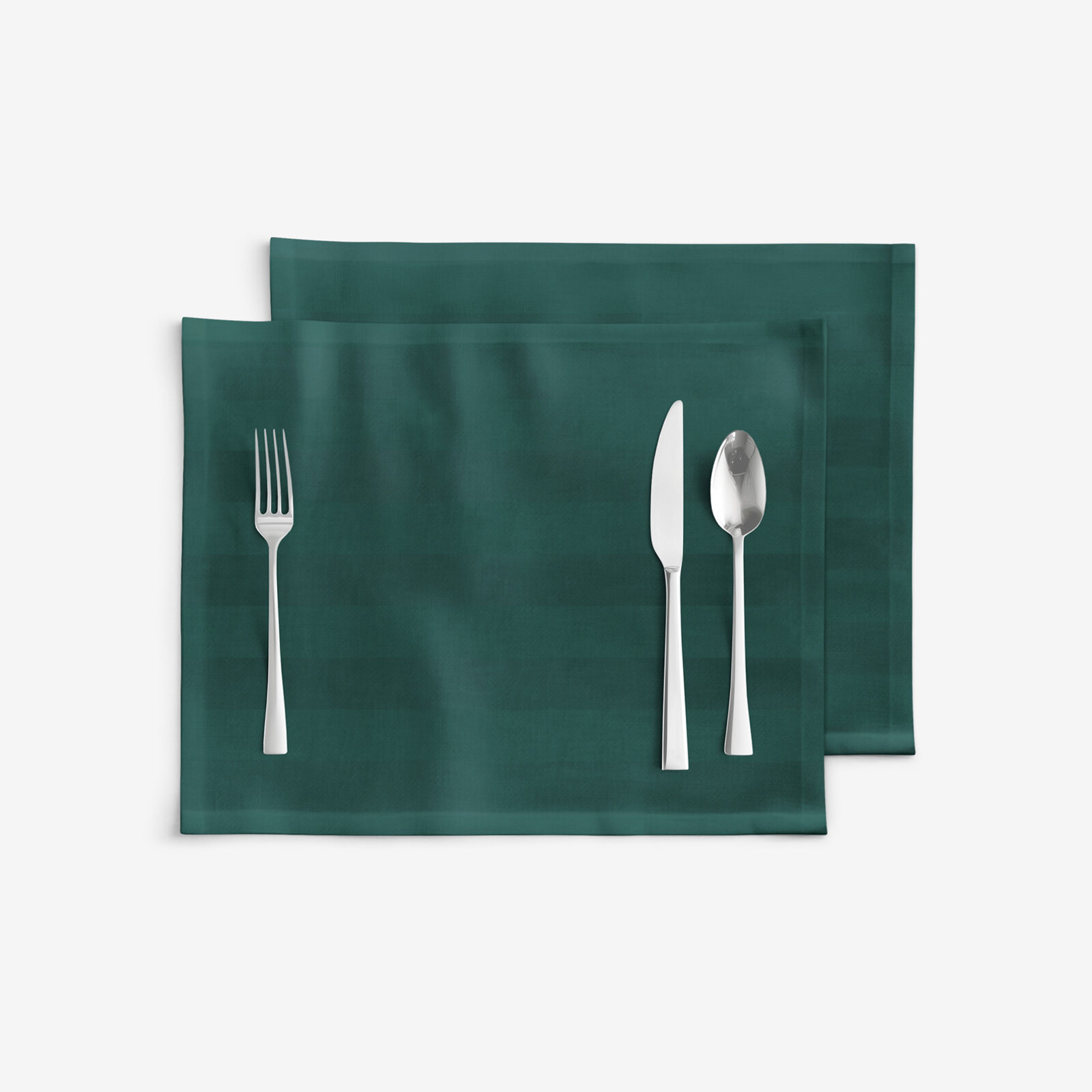 Festliche Damast-Tischset - dunkelgrüne Streifen mit Satin-Glanz - 2 Stück