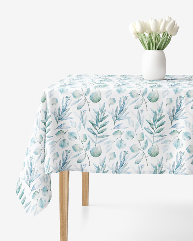 Eckige Tischdecke 100% Baumwolle Deluxe - aquarelle Blätter