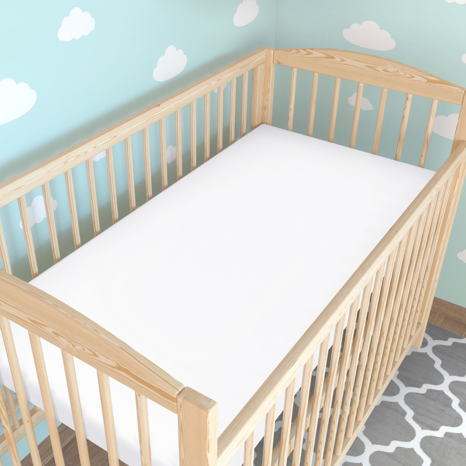 Spannbetttuch aus Baumwolle für Babybetten - weiß