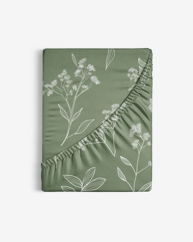 Spannbettlaken aus Baumwolle - Kräuterblätter