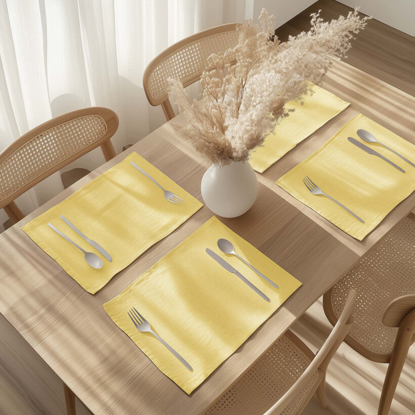 Tischset aus Leinenmischung - gelb - 2 Stück Set