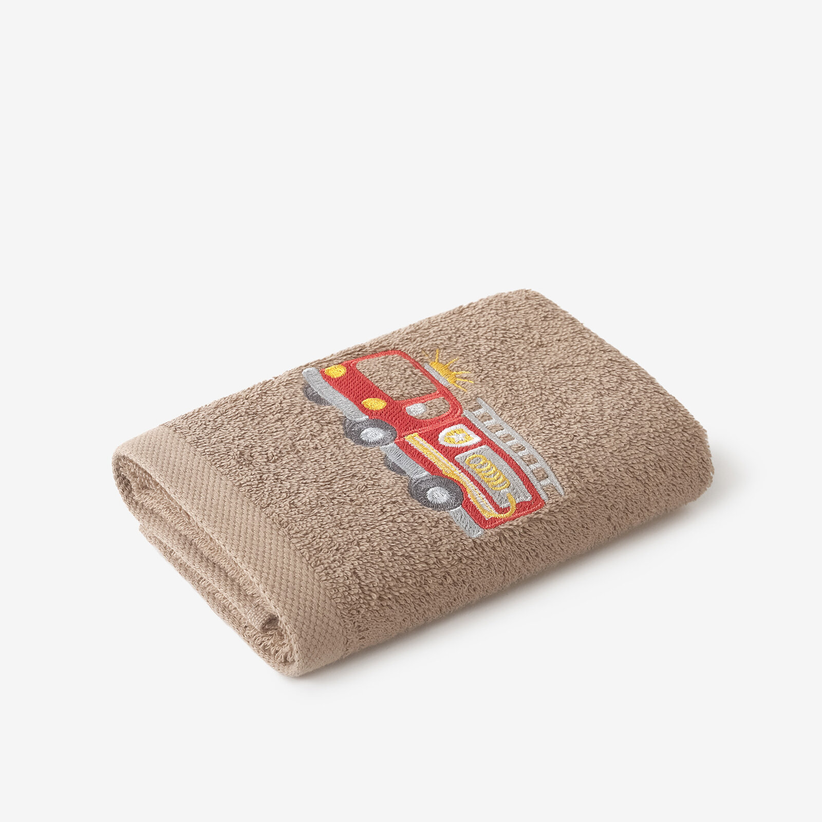 Kinder-Frottierhandtuch - Feuerwehr auf Braun