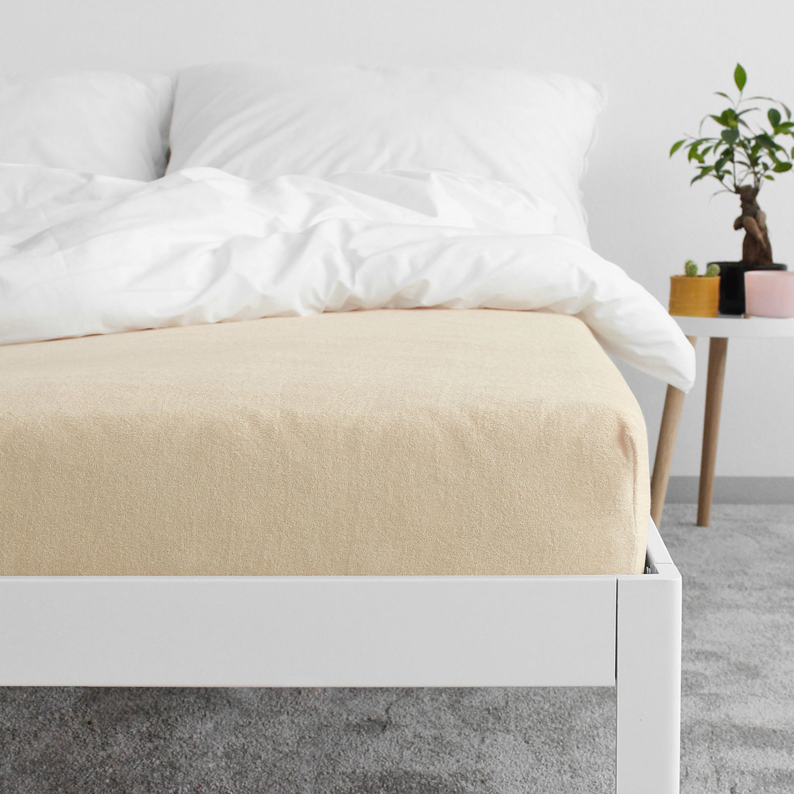 Elastisches Wasserdichtes Bettlaken aus Frottee - beige