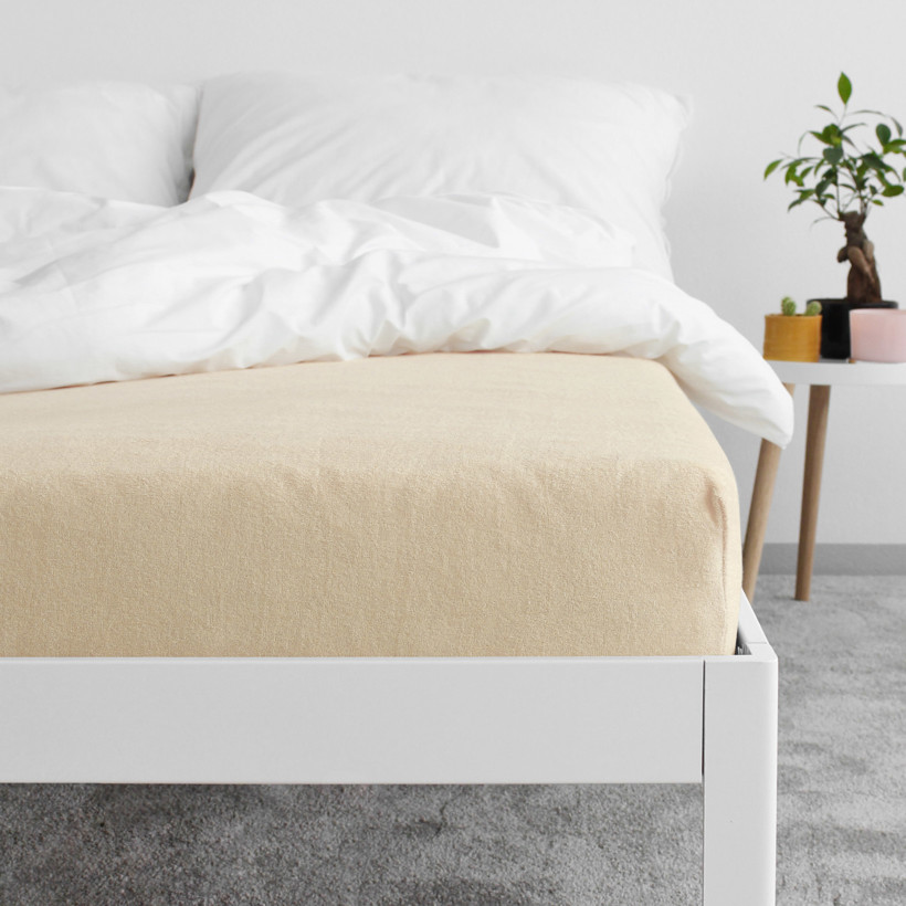 Elastisches Wasserdichtes Bettlaken aus Frottee - beige