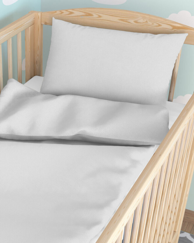 Bettwäsche für Babybetten aus Baumwolle - hellgrau