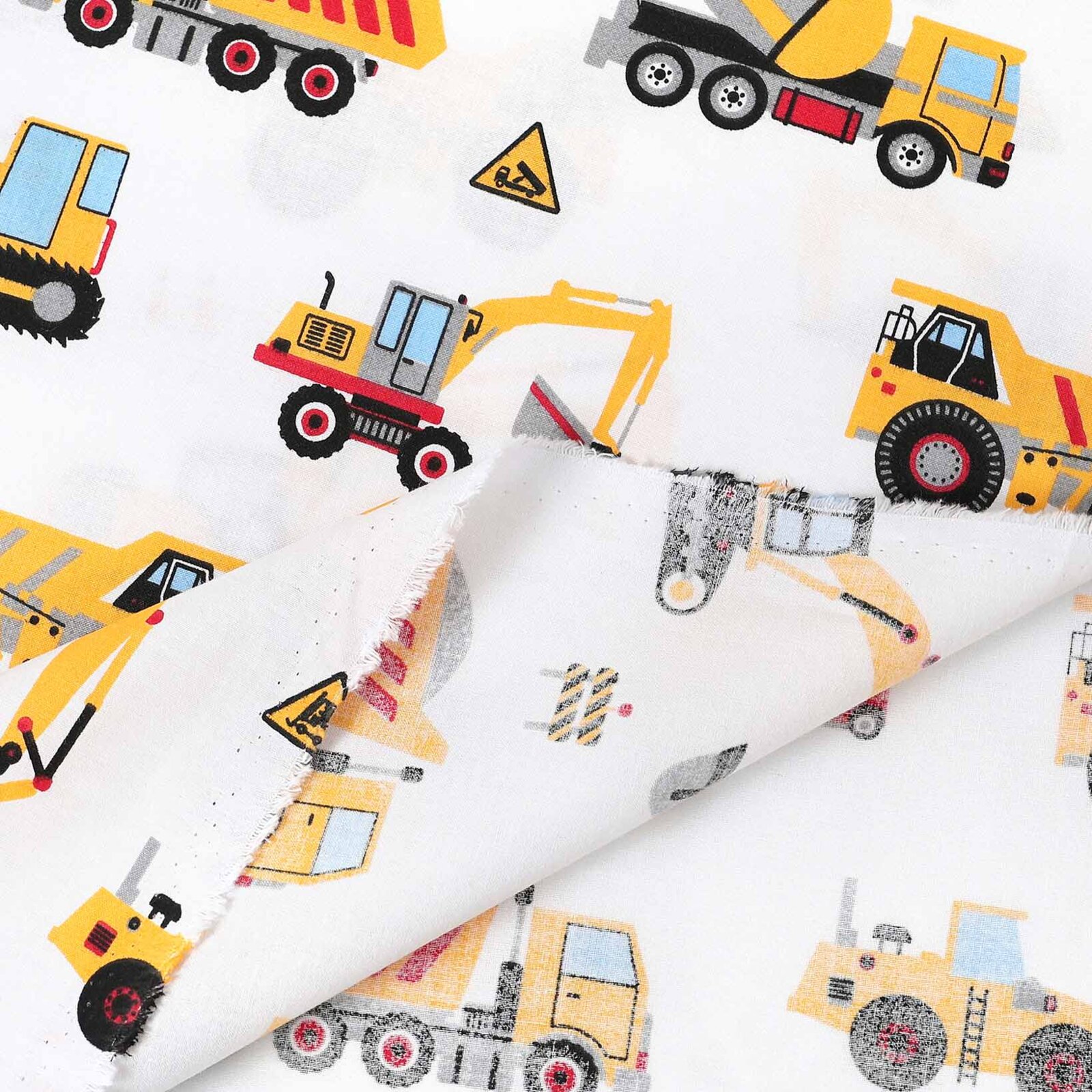 Baumwollstoff - Lastwagen und Bagger