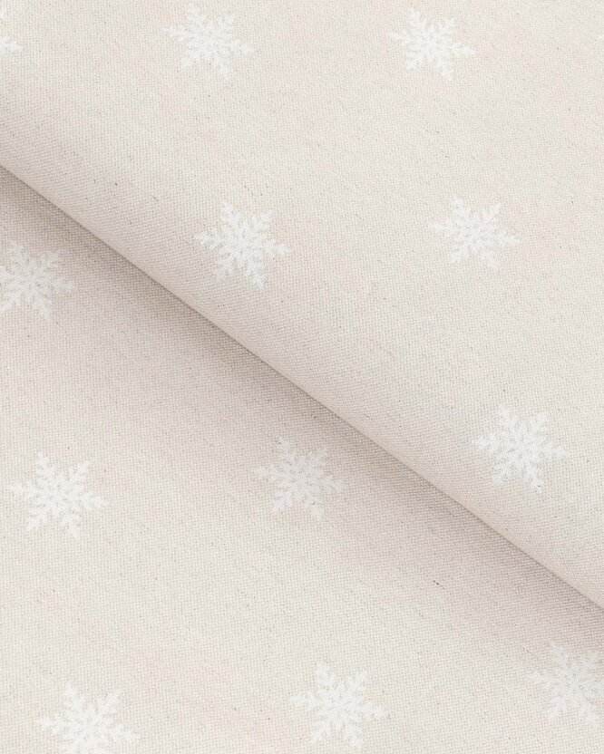 Weihnachtsstoff Natura - Schneeflocken auf natürlichem