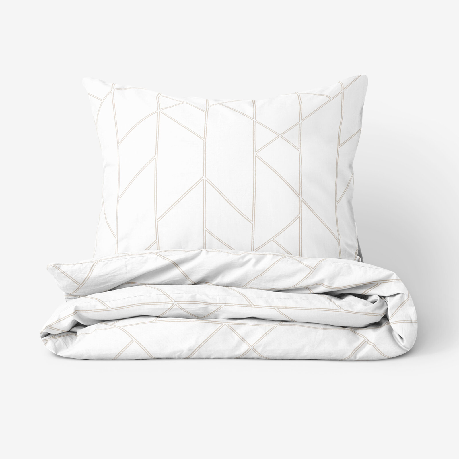 Bettwäsche aus Baumwolle - Geometrische Linien auf Weiß