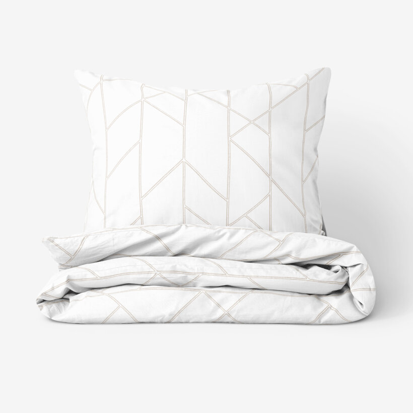 Bettwäsche aus Baumwolle - Geometrische Linien auf Weiß