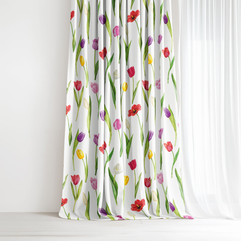 Dekorativer Vorhang – Bunte Tulpen