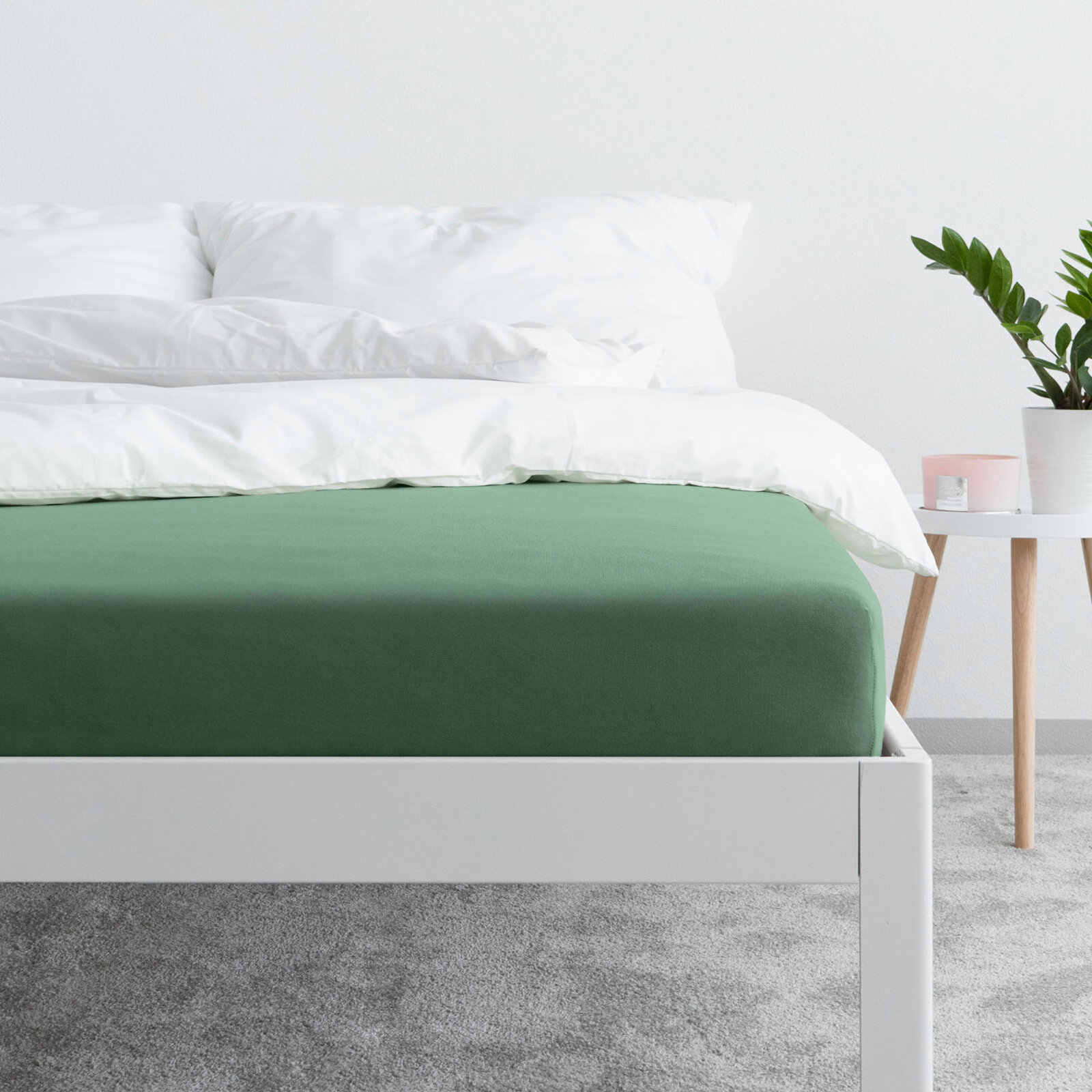 Bettlaken Jersey mit Gummiband - dunkelgrün