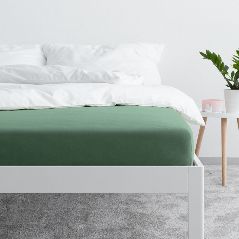 Bettlaken Jersey mit Gummiband - dunkelgrün