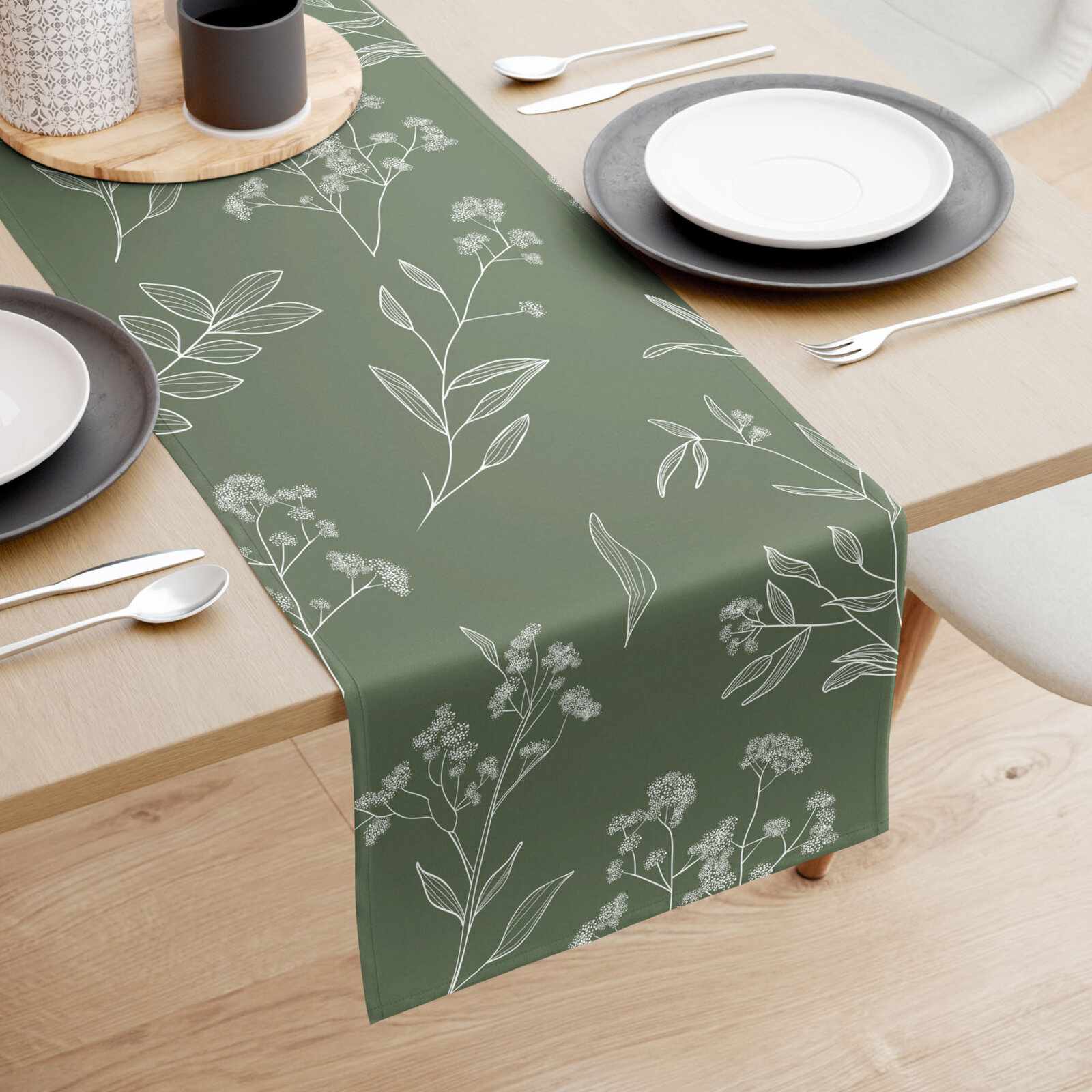 Tischläufer aus 100% Baumwolle - Kräuterblätter