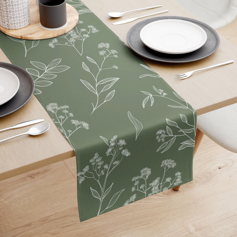 Tischläufer aus 100% Baumwolle - Kräuterblätter