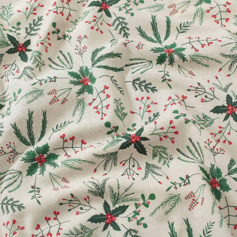 Weihnachtliches Tischset Valencia - Zweige auf Naturfarbe - Set 2 Stücke