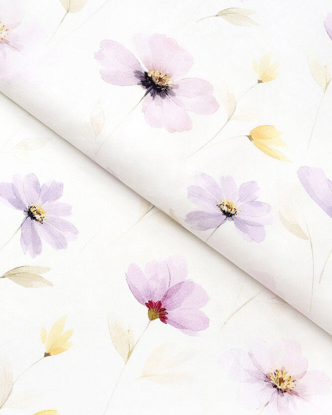Mako-Satin - Lila Blüten