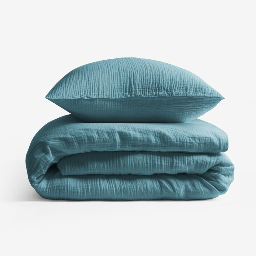 Musselin-Bettwäsche – petrol