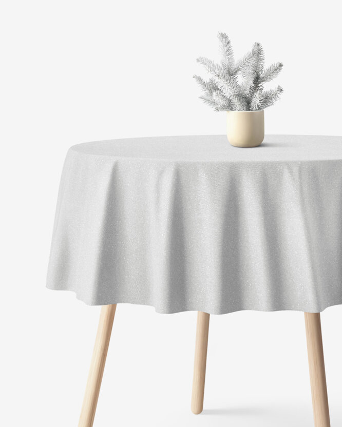 Exklusiver runder Weihnachtstischdecken - silberfarben mit Glitzereffekt