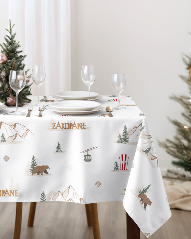 Eckige weihnachtliche Tischdecke 100% Baumwolle - Zakopane