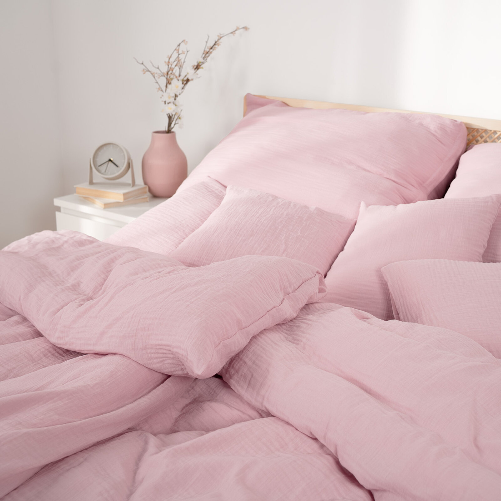 Musselin-Bettwäsche – pastellrosa