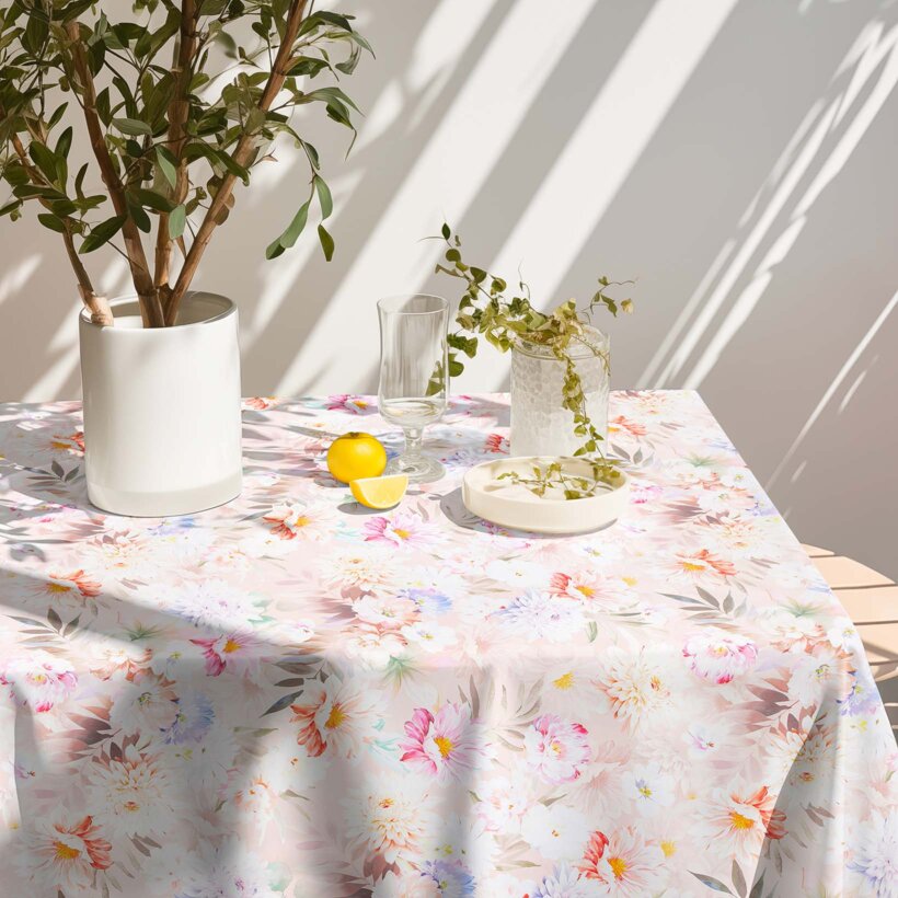 Eckige Tischdecke 100% Baumwolle Deluxe - wilde Blumen