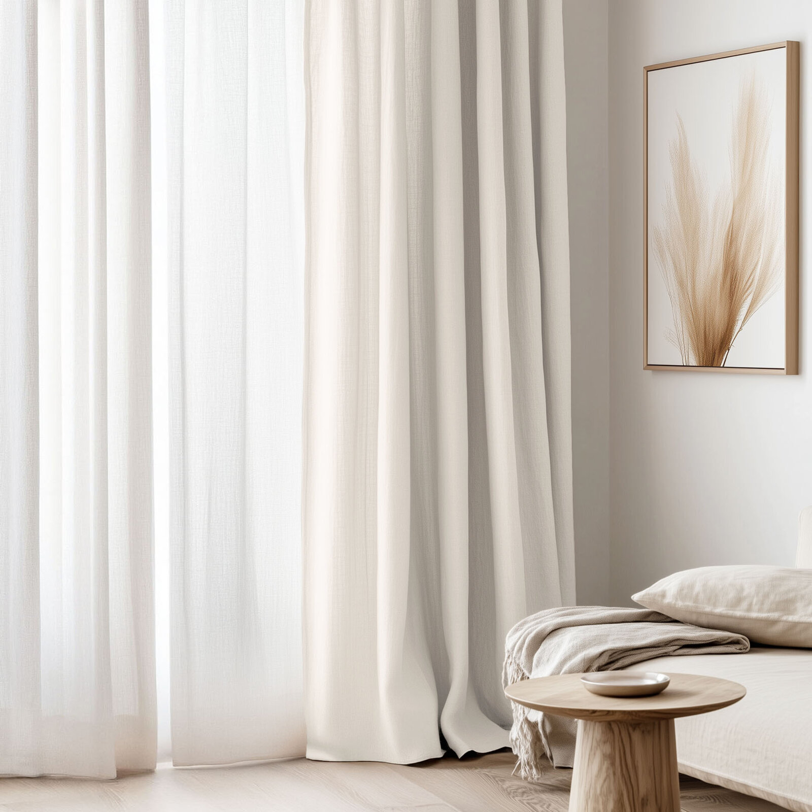 Vorhang aus Leinenmischung - elfenbein