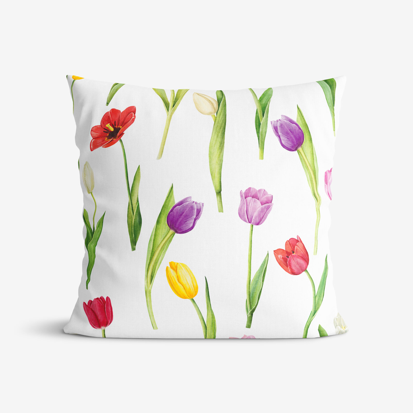 Dekorativer Kissenbezug - Bunte Tulpen