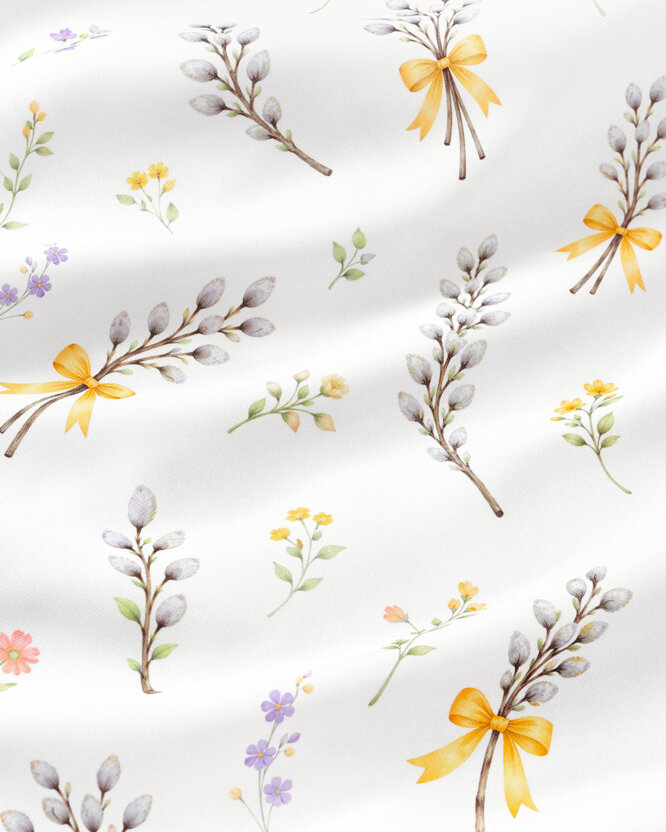 Ostern Runde Tischdecke Teflon - Weidenkätzchen