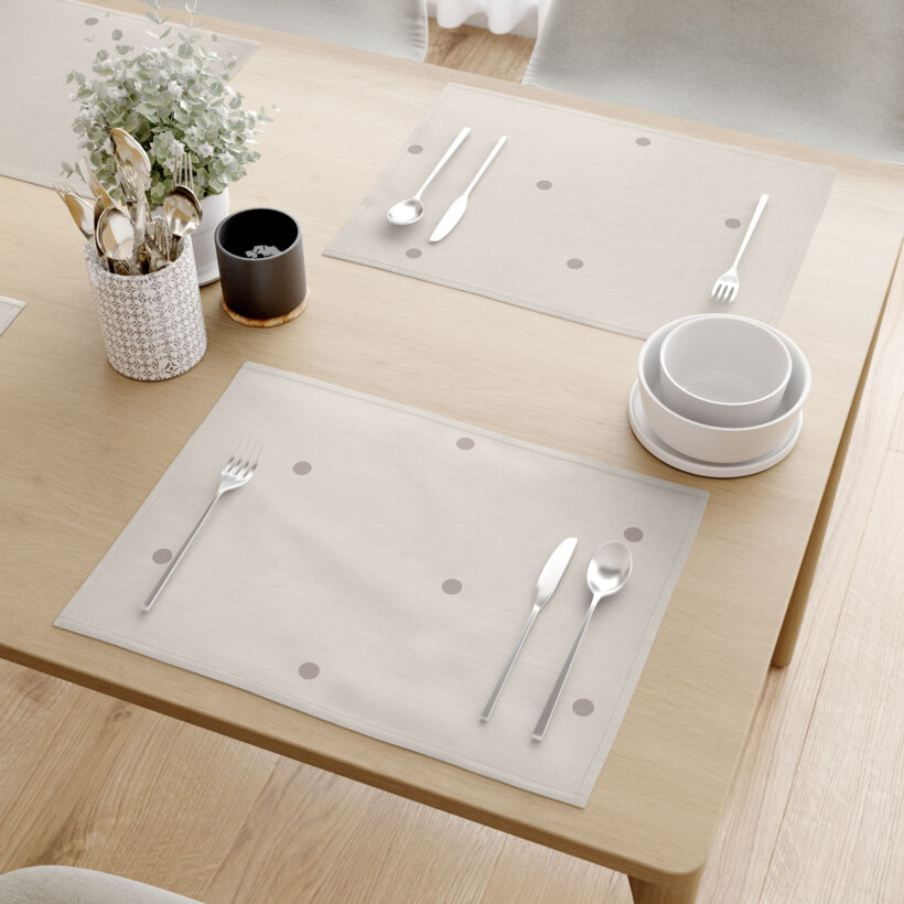 Tischset 100% Baumwolle - Pünktchen auf Beige - 2 Stück