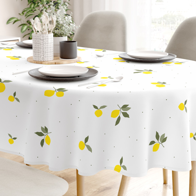 Ovale Tischdecke aus 100% Baumwolle - Zitronen